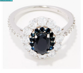 Diamonique Sterling Silver 925 Black CZ Halo Cocktail Ring Size 11